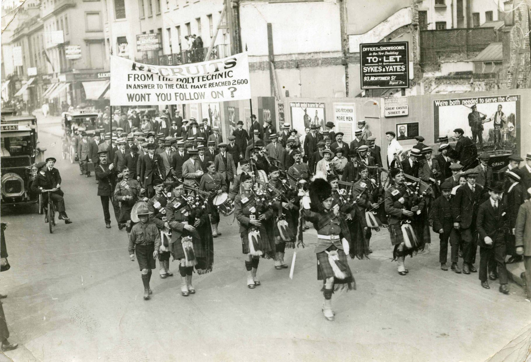 Recruitment march on Regent Street c.1915
