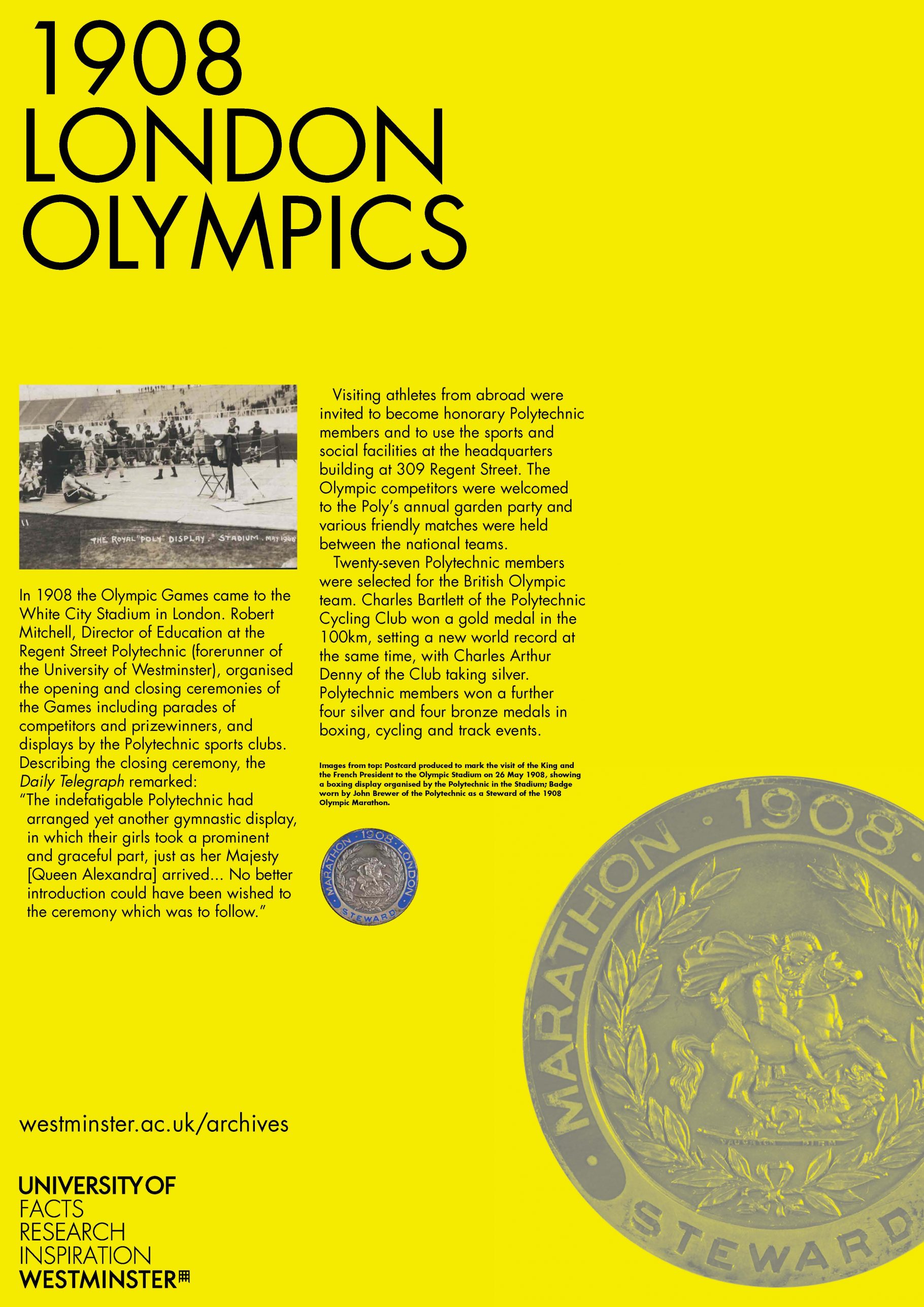 information poster on 1908 London Olympics