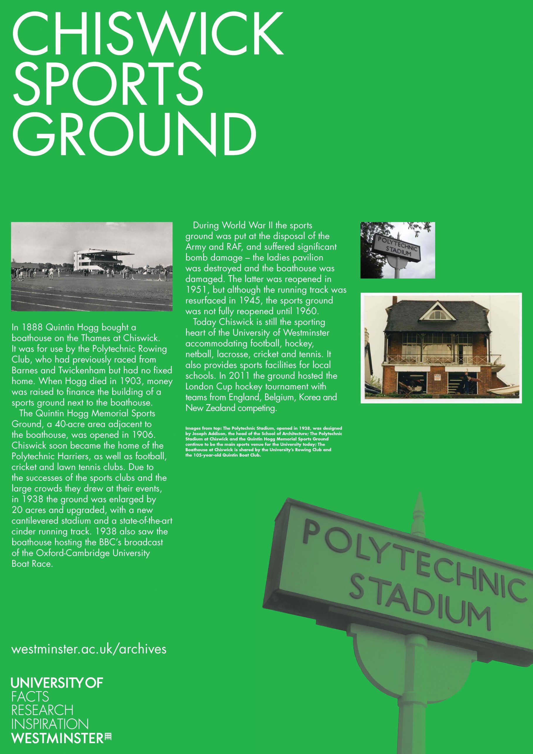 information poster on Chiswick Sports Ground
