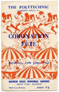 Programme cover for the Coronation Fete, 27 June 1953