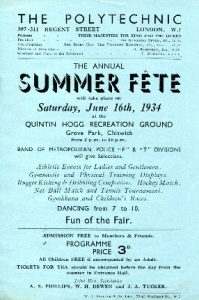 Flyer for the Summer Fete, 16 June 1934