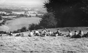 Photo of a group of ramblers sitting on a hillside