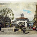 Colour drawing of marketplace