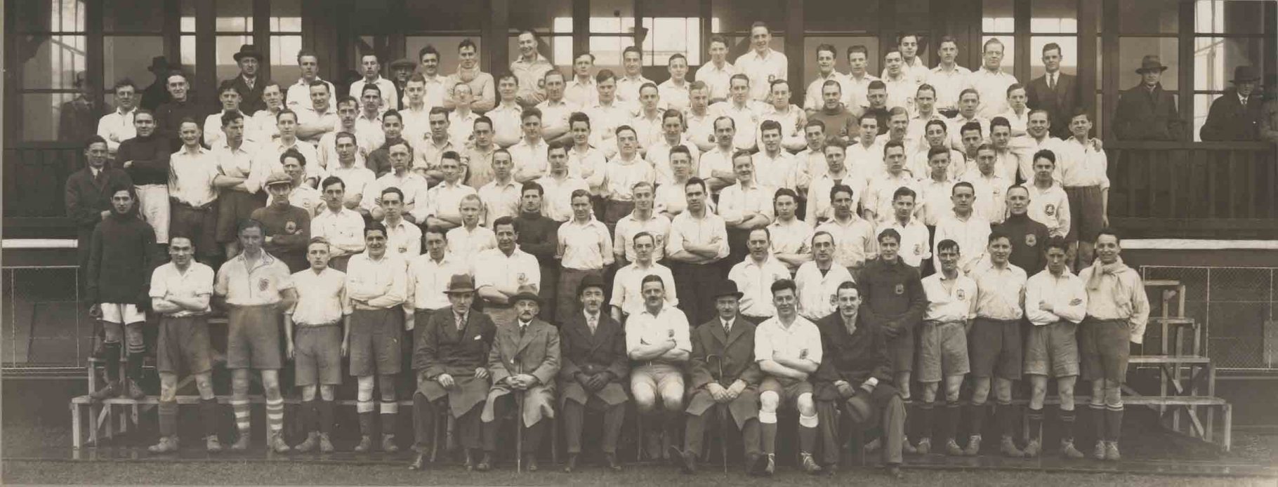 Black and white group photograph of sports team