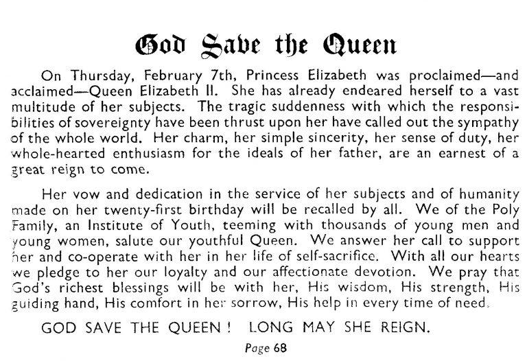 1952 - Elizabeth II proclaimed Queen Poly Mag